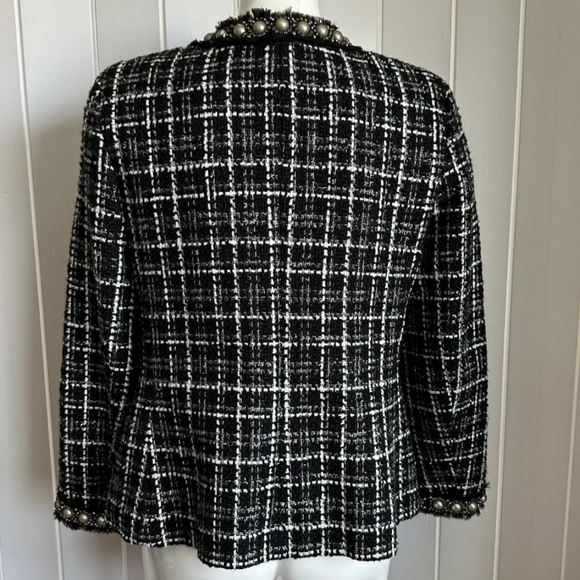 Alice + Olivia carmen' Pearl Embellished Check Plaid Blazer SIZE 12 NWT $795 - Picture 13 of 16